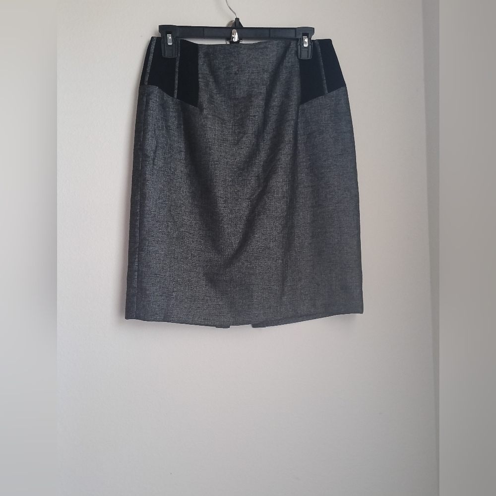 ANTONIO MELANI Skirt Women 4 Charcoal & Black Pencil Skirt Career Preppy Elegant